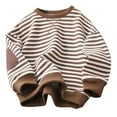 thumbnail image 1 of CLOISE Sweatshirt Kids Girls Boys Youth Long Sleeve Crew Neck Tops Striped Casual Fashion Fall Winter Clothes Brown 7T, 1 of 2