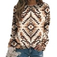 thumbnail image 1 of CLOISE Sweatshirt for Women Ethnic Aztec Print Oversized Sweatshirts Crew Neck Long Sleeve Hoodies Shirts Beige Raglan Basic Tees Fall Tunic Y2k Outfits M, 1 of 5