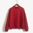thumbnail image 1 of CLOISE Sweatshirt Women Solid Oversized Sweatshirts Turtle Neck Long Sleeve Hoodies Shirts Red Drop Shoulder Basic Tops Fall Soft Y2k Outfits 2XL, 1 of 3