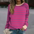 thumbnail image 1 of CLOISE Sweatshirt for Women Striped Color Block Oversized Sweatshirts Round Neck Long Sleeve Hoodies Shirts Pink Basic Tees Fall Loose Y2k Clothes M, 1 of 5