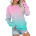 thumbnail image 1 of CLOISE Sweatshirt Womens Gradient Oversized Sweatshirts Crewneck Long Sleeve Hoodies Shirts Pink Basic Tees With Pockets Fall Comfy Preppy Outfits S, 1 of 6