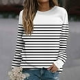 thumbnail image 1 of CLOISE Sweatshirt Womens Striped Color Block Pullover Sweatshirts Crew Neck Long Sleeve Hoodies Shirts White Basic Tees Fall Soft Y2k Outfits L, 1 of 5