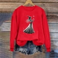 thumbnail image 1 of CLOISE Sweatshirts for Women Graphic Halloween Fleece Lining Crew Neck Trendy Pullover Witch Long Sleeve Tops Fall Winter Slim Clothes for Daily Wear Red L, 1 of 5