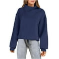 thumbnail image 1 of CLOISE Sweatshirts for Women Solid Color Oversized Sweatshirts Cowl Neck Long Sleeve Hoodies Shirts Blue Drop Shoulder Tops Fall Trendy Preppy Outfits M, 1 of 8