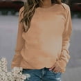 thumbnail image 1 of CLOISE Sweatshirts for Women Solid Color Pullover Sweatshirts Crew Neck Long Sleeve Hoodies Shirts Brown Raglan Tops Fall Casual Preppy Clothes S, 1 of 4