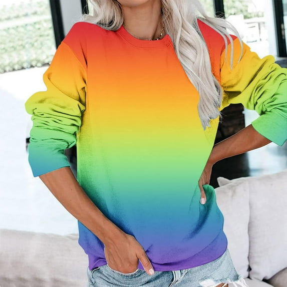 CLOISE Sweatshirts for Women Tie Dyed Oversized Sweatshirts Crewneck Long Sleeve Hoodies Shirts Multicolor Basic Tops Fall Comfy Preppy Outfits 2XL