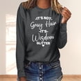 thumbnail image 1 of CLOISE Sweatshirts for Women Letter Print Pullover Sweatshirts Crew Neck Long Sleeve Hoodies Shirts Gray Basic Tops Fall Cute Preppy Clothes 2XL, 1 of 4