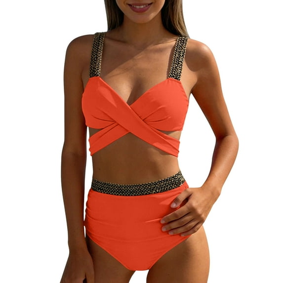 CLOISE Swimsuit Bikinis for Women Two Piece Swimwear with Shorts High Waist Full Coverage Bow with Adjustable Straps Color Block Bathing Suit Backless Beachwear