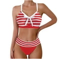 thumbnail image 1 of CLOISE Swimsuit Bikinis for Women Plus Size Two Piece with Shorts Full Coverage Swimwear Striped Bow Vacation Beachwear, 1 of 5