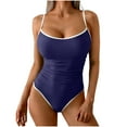 thumbnail image 1 of CLOISE Swimsuit One Piece Plus Size Full Coverage Swimwear Color Block Vacation Beachwear Navy S, 1 of 6