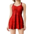 thumbnail image 1 of CLOISE Swimsuit Women One Piece Cute Plus Size Swim Dress Full Coverage Swimwear Solid Ruffle Elegant Beachwear Red L, 1 of 2
