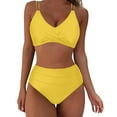 thumbnail image 1 of CLOISE Swimsuits for Women 2 Piece Bikini with Shorts High Waisted Full Coverage Swimwear Crossed Straps Bow with Adjustable Straps Solid Beachwear, 1 of 6
