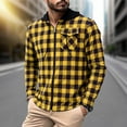 thumbnail image 1 of CLOISE T Shirts for Men Long Sleeve Big and Tall Tops with Pockets Zipper Button Collared Casual Pullover Color Block Blouses Yellow, 1 of 4