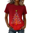 thumbnail image 1 of CLOISE T Shirts for Women Graphic Plus Size Christmas Tree Crew Neck Pullover Short Sleeve Tee Tops Slim Cozy Holiday Travel Outfits 4XL, 1 of 6