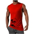 thumbnail image 1 of CLOISE Tank Tops for Men Big and Tall Hawaiian Sleeveless Shirts Crewneck Workout Pullover Palm Frond Beach Wear Red L, 1 of 5