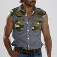 thumbnail image 1 of CLOISE Tank Tops for Men Sleeveless Big and Tall Shirts with Pockets Collared Casual Pullover Color Block Summer Blouses Gray, 1 of 5