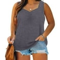 thumbnail image 1 of CLOISE Tank Tops for Women Gray Summer V Neck Loose Casual T Shirts Fashion Comfy Sleeveless Solid Breathable Soft Tunic Blouse L, 1 of 8