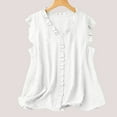 thumbnail image 1 of CLOISE Tank Tops for Women White Summer V Neck Loose Casual T Shirts Fashion Sexy Sleeveless Solid Ruffles Comfy Blouse M, 1 of 5