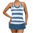 thumbnail image 1 of CLOISE Tankini Swimsuits for Women Plus Size Two Piece with Skirt Full Coverage Racerback Bathing Suit Striped Swimwear Ruffle Vacation Beachwear, 1 of 6