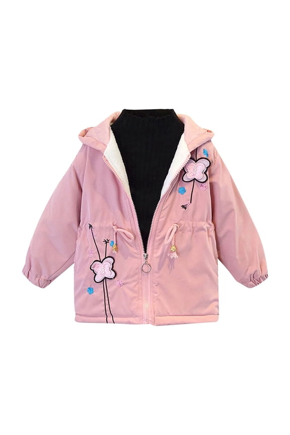 Toddler Puffer Jacket Boys with Hood Short Fleece Lining Pockets Snowsuit Pink 90-160