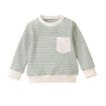 CLOISE Toddler Shirts for Girls Boys Infant Long Sleeve Crew Neck Tops with Pocket Striped Outfits Fall Winter Clothes Green 3Months