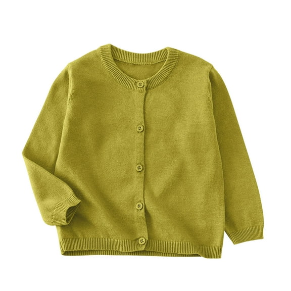 CLOISE Toddler Sweater Girls Boys Long Sleeve Collared Tops Solid Knitted Cotton Casual Fashion Fall Winter Clothes Green 2-10T
