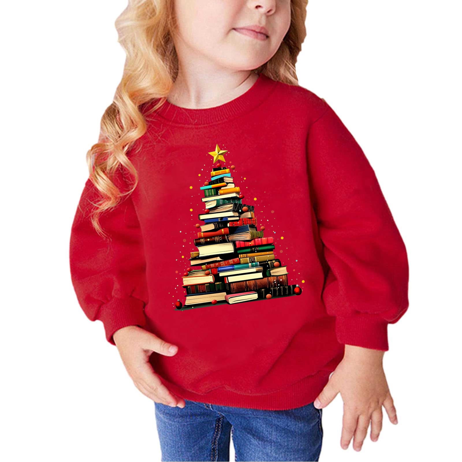 CLOISE Toddler Sweatshirt Girls Boys Teen Christmas Red Long Sleeve Crew Neck Tops Christmas ...