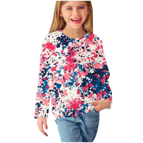 CLOISE Toddler White Tshirt Boy Girls Teen Long Sleeve Crew Neck Tops Floral Outfits Fall Winter Clothes Multicolor 140