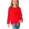 thumbnail image 1 of CLOISE Toddler White Tshirt Girl Boys Red Long Sleeve Crew Neck Tops Solid Casual Fashion Fall Winter Clothes Red 5T, 1 of 7