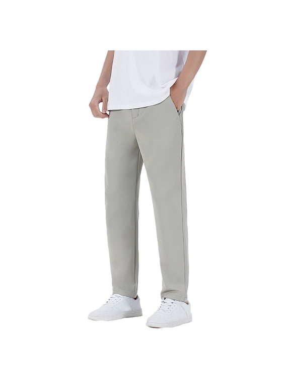 Travel Pants Men with Pockets Big and Tall Long Pants Casual Trousers Stretchy Solid Baggy Bottoms Beach Clothes