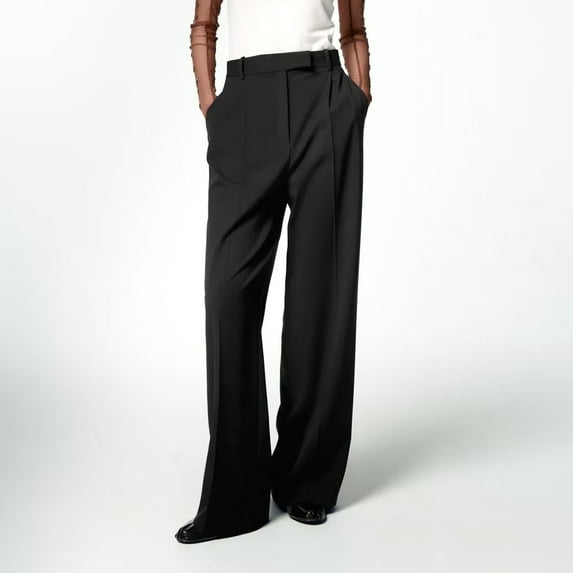 CLOISE Trousers Pants Woman Mid Rise Straight Leg Pants Wide Leg Pants Casual Dress Pants Loose Soft Pull On Palazzo Pants Athletic Pull On Workout Trousers Black