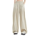 thumbnail image 1 of CLOISE Trousers Pants Woman Plus Size Wide Leg Pants Elastic Waist Palazzo Pants Pull On Stretch Wide Leg Trousers Soft Mid Rise Lounge Palazzo Trousers Fashion Straight Leg Pants Beige, 1 of 3