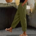 thumbnail image 1 of CLOISE Trousers Pants Woman With Pockets Cotton Linen Pants Petite Soft Elastic Waist Lounge Pants Mid Rise Pants Lightweight Pull On Trousers Solid Cotton Linen Pants Summer Army Green, 1 of 7