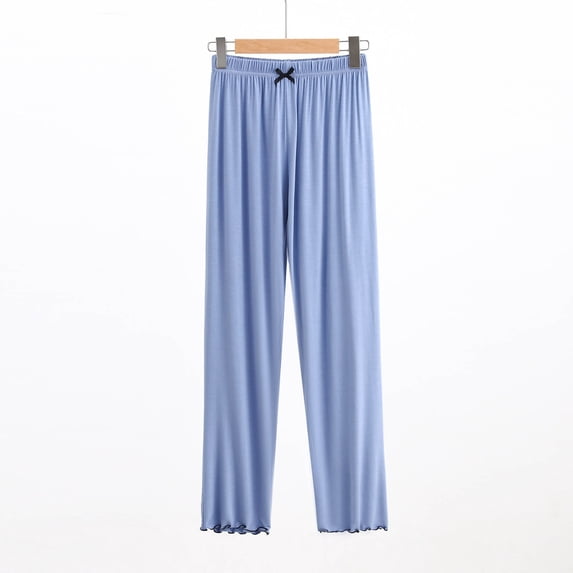 CLOISE Trousers for Women Mid Rise Pants Stretch Lounge Pants Pull On Straight Leg Pants Elastic Waist Trousers Athletic Pull On Workout Trousers Solid Comfy Pants Fashion Sky Blue