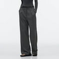thumbnail image 1 of CLOISE Trousers for Women Mid Rise Straight Leg Pants Wide Leg Pants Casual Dress Pants Loose Soft Pull On Palazzo Pants Athletic Pull On Workout Trousers Gray, 1 of 7