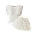 thumbnail image 1 of CLOISE Two Piece Lounge Set for Kids Girls Sleeveless Mesh Knit Outfits Matching Set Tank Tops Skirt Beach Vacation Clothes, 1 of 8
