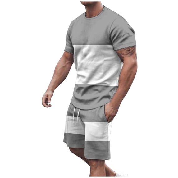 CLOISE Two Piece Lounge Set for Men Short Sleeve Big and Tall Beach Outfits Sets T Shirts Shorts Matching Summer Clothes