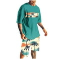 thumbnail image 1 of CLOISE Two Piece Lounge Set for Men Short Sleeve Big and Tall Matching Set Outfits Shirts Shorts Hawaiian Beach Vacation Clothes, 1 of 5