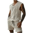 thumbnail image 1 of CLOISE Two Piece Lounge Set for Men Sleeveless Big and Tall Outfits Cut Out Matching Set Tank Tops Shorts Beach Vacation Clothes, 1 of 5