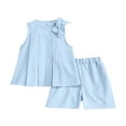 thumbnail image 1 of CLOISE Two Piece Set Kids Girls Sleeveless Matching Sets Embroidery Summer Outfits Tank Tops Short Vacation Clothes, 1 of 6