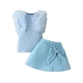 thumbnail image 1 of CLOISE Two Piece Set Kids Girls Sleeveless Mesh Knit Outfits Trave Matching Set Tank Tops Skirt Beach Vacation Clothes, 1 of 8