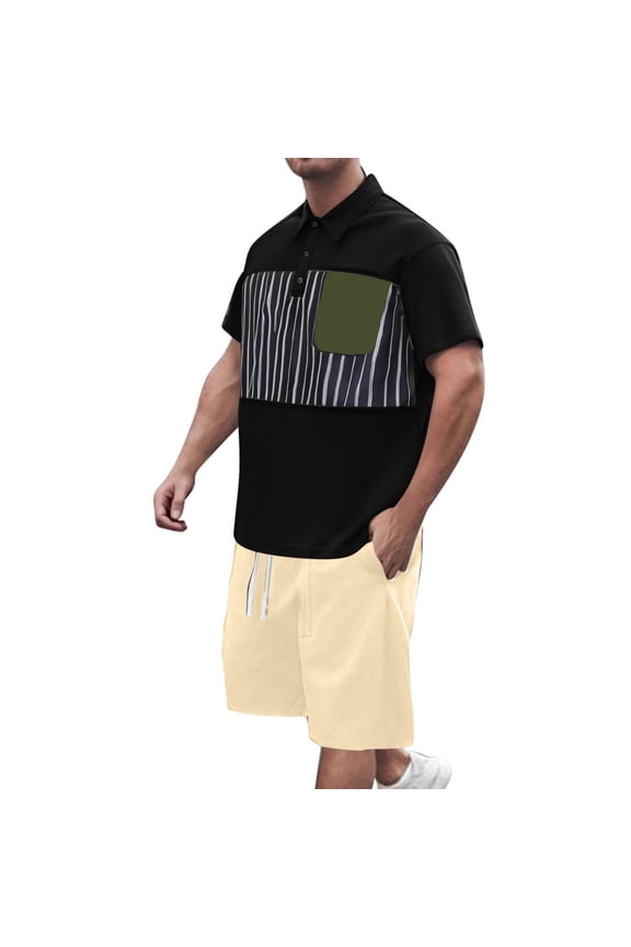 Two Piece Set Men Long Sleeve Big and Tall Matching Sets Outfits Short Sleeve T Shirts Shorts Vacation Clothes