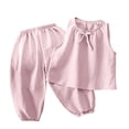 thumbnail image 1 of CLOISE Two Piece Set for Kids Girls Outfits Sleeveless Outfits Lounge Sets Tank Tops Long Pants Matching Summer Clothes, 1 of 5