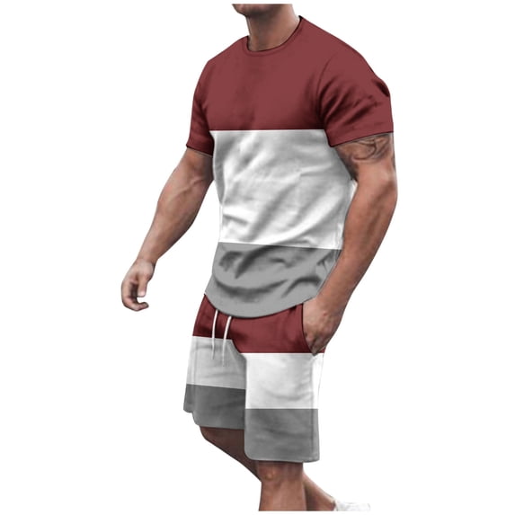 CLOISE Two Piece Set for Men Outfits Short Sleeve Big and Tall Outfits Lounge Sets T Shirts Shorts Matching Summer Clothes