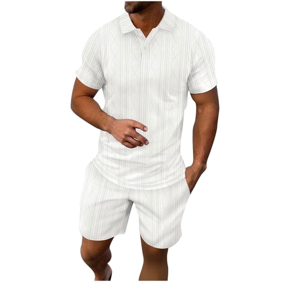 CLOISE Two Piece Set for Men Outfits Short Sleeve Big and Tall Outfits Matching Sets T Shirts Shorts Vacation Clothes