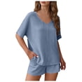 thumbnail image 1 of CLOISE Two Piece Set for Women Outfits Short Sleeve Plus Size Matching Sets Oversized Outfits T Shirts Shorts Beach Vacation Clothes, 1 of 8