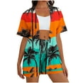 thumbnail image 1 of CLOISE Vacation Sets for Women 2 Piece Plus Size Matching Sets Outfits Short Sleeve Cardigan Shorts Hawaiian Beach Clothes, 1 of 7