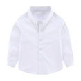 thumbnail image 1 of CLOISE White Boys Button down Shirts Long Sleeve Youth Collared Tops Solid Cotton Bow Tie Casual Fashion Fall Winter Clothes 2-15T, 1 of 8