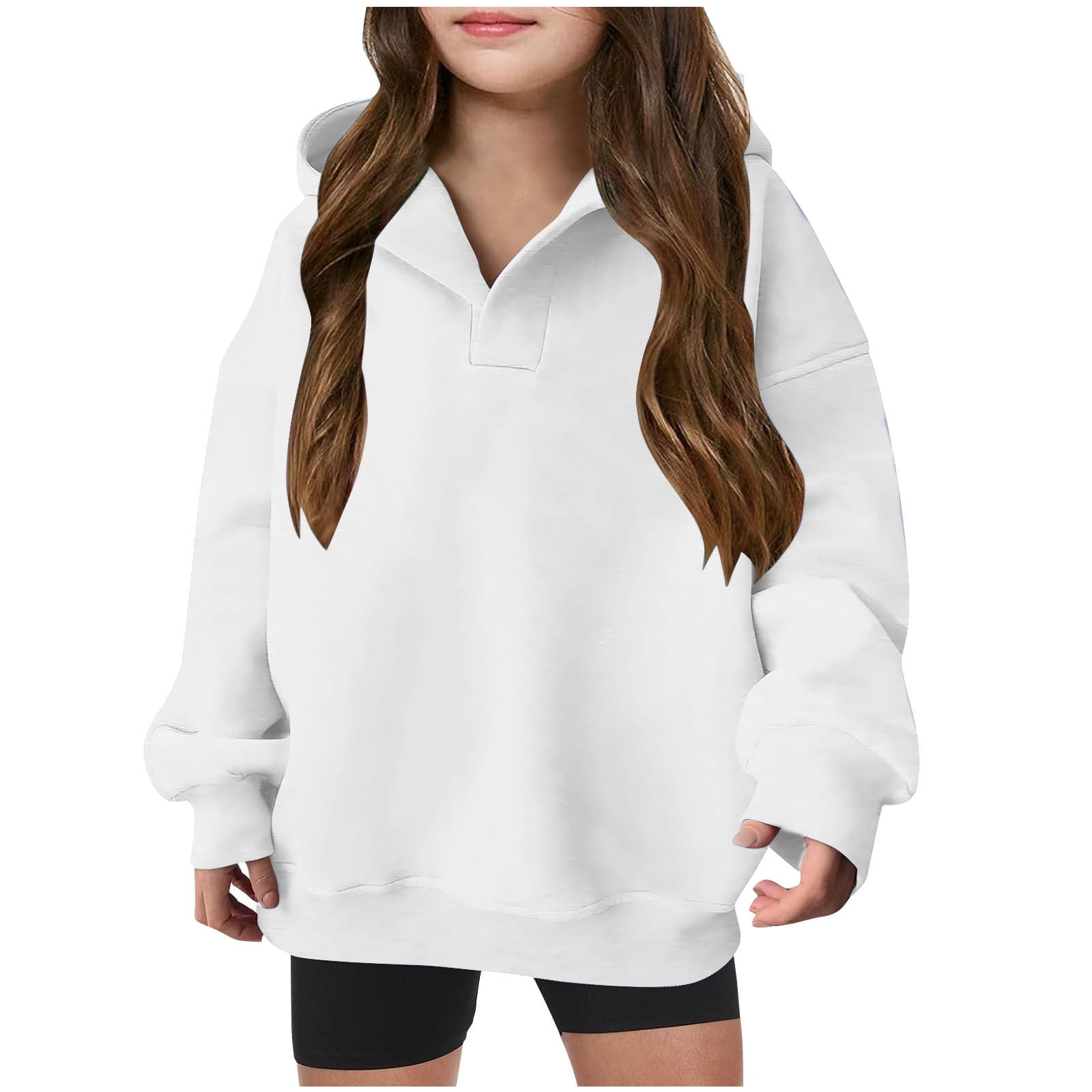 Girls White Regular Fit Printed Sweatshirt With Hood