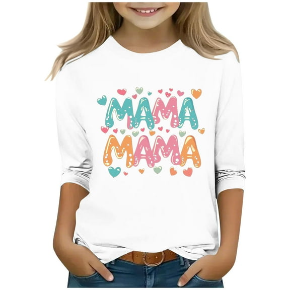 CLOISE White Toddler Shirts for Girls Boys 3/4 Sleeve Crew Neck Tops Heart Casual Fashion Fall Winter Clothes 3-12T